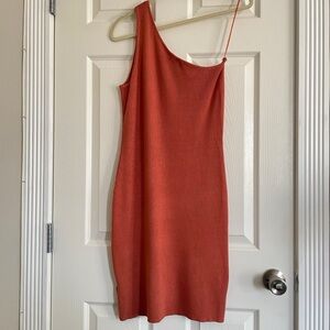 House of Harlow 1960 Orange Asymmetrical One Shoulder Dress